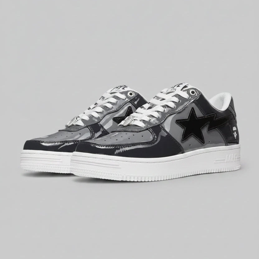 GREY BLACK PATENT
